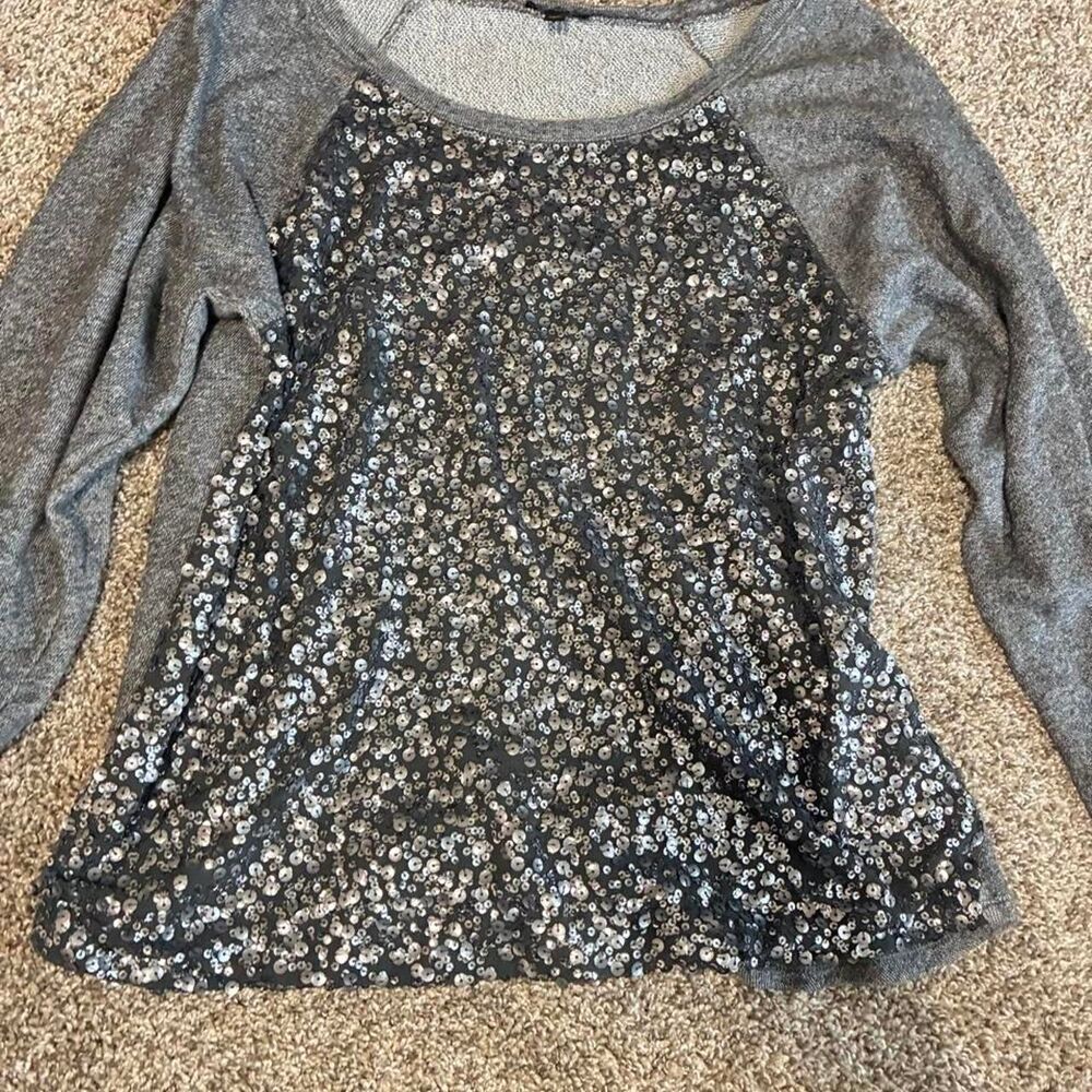 Express Women's Grey and Silver Blouse